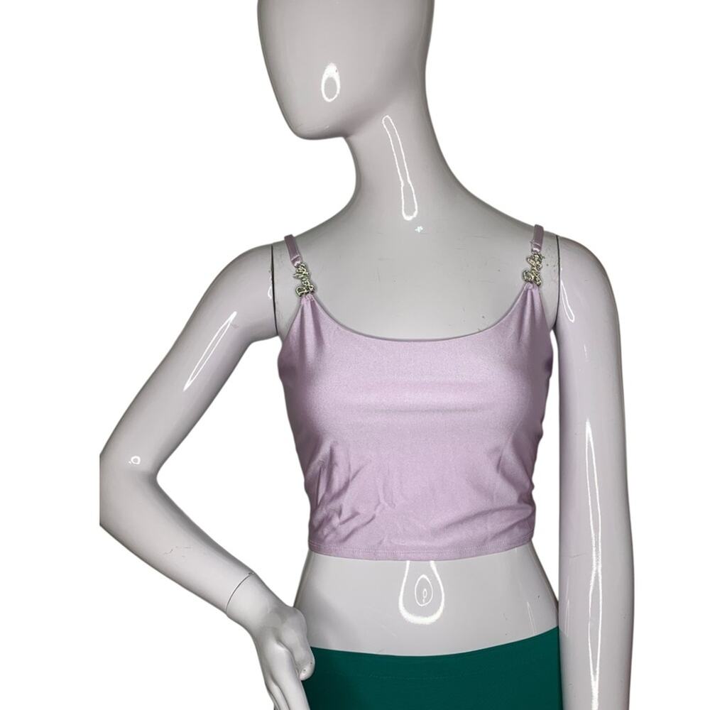 Forever 21 X Barbie Lustrous Stretch Lavender Crop Top Adjustable Straps Size S